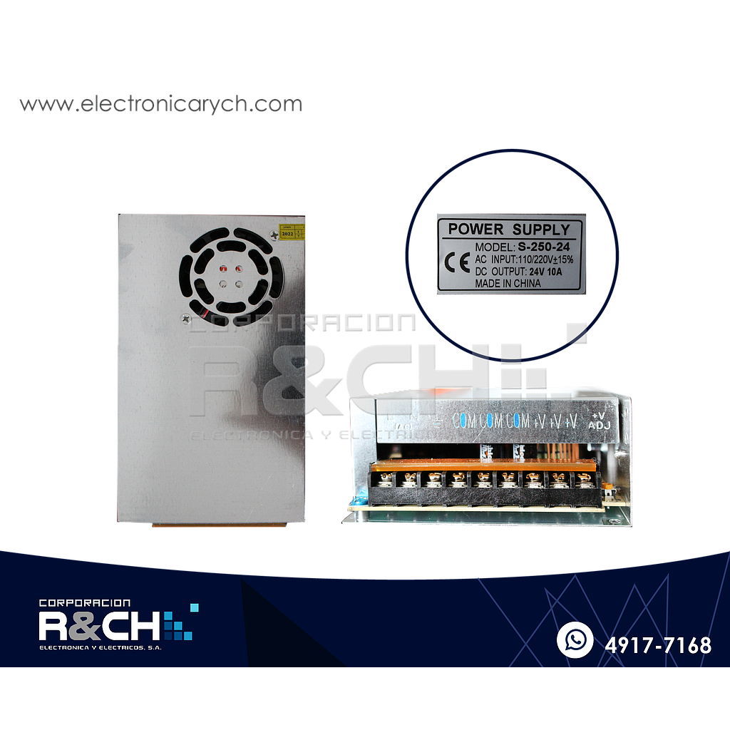 FE-2410A Fuente 24V 10A aluminio con Ventilador