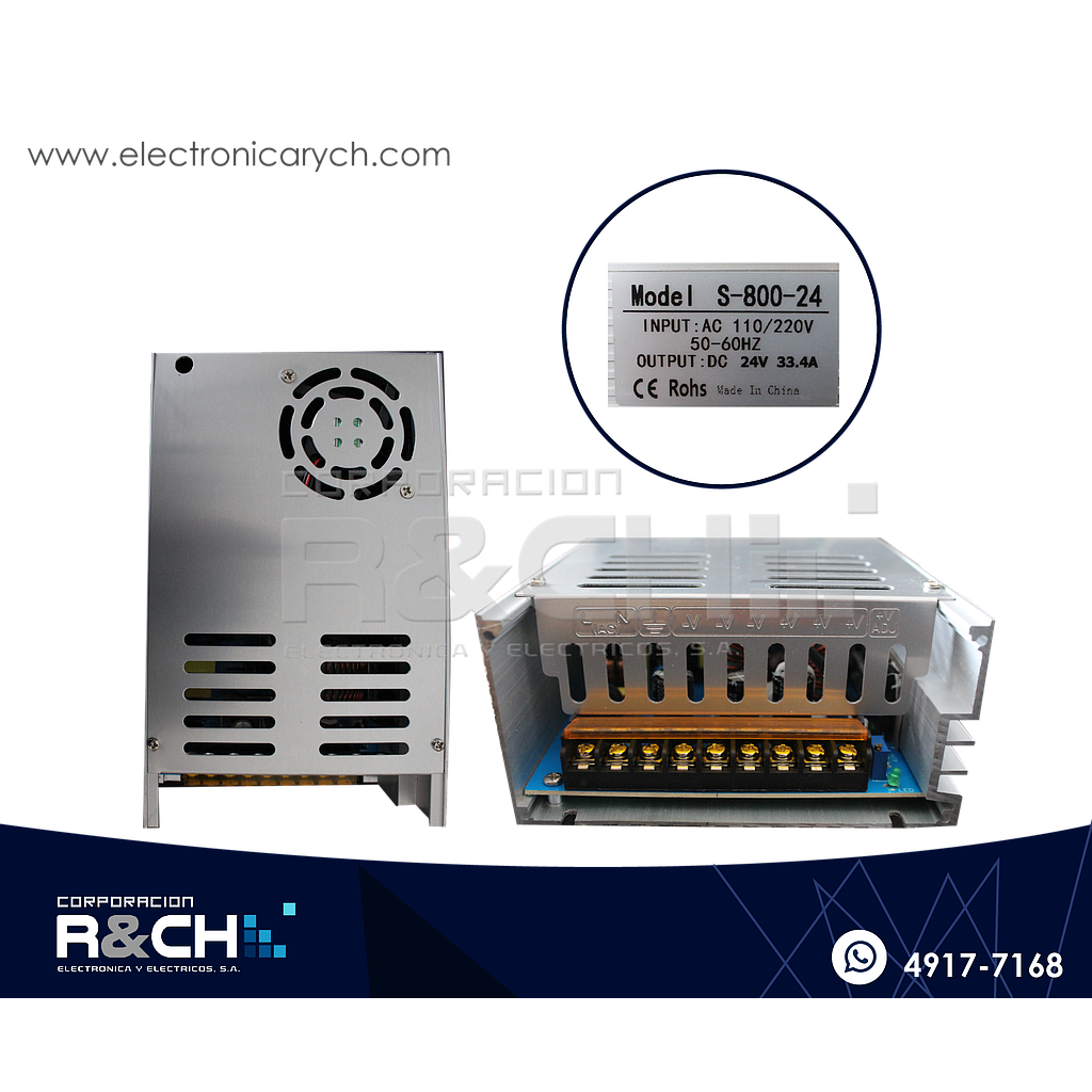 FE-2433A Fuente 24V 33.4A  Aluminio con Ventilador