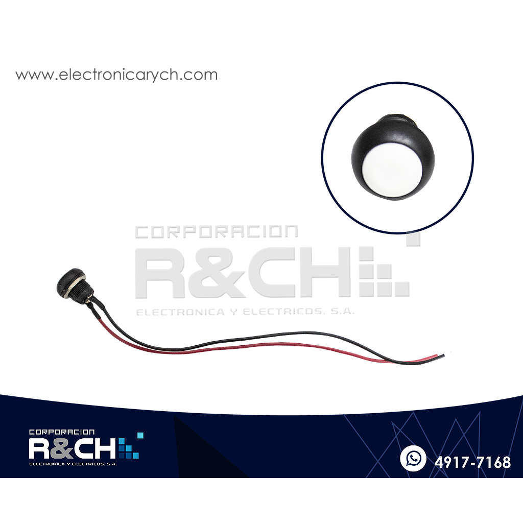 SW-733WCB Switch Pushboton N/A Grande blanco Con Cable