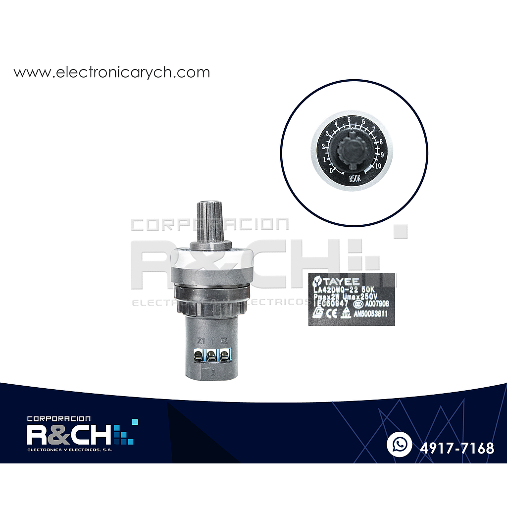 PT-50KLA Potenciometro 50K ohm LA42DWQ 22mm