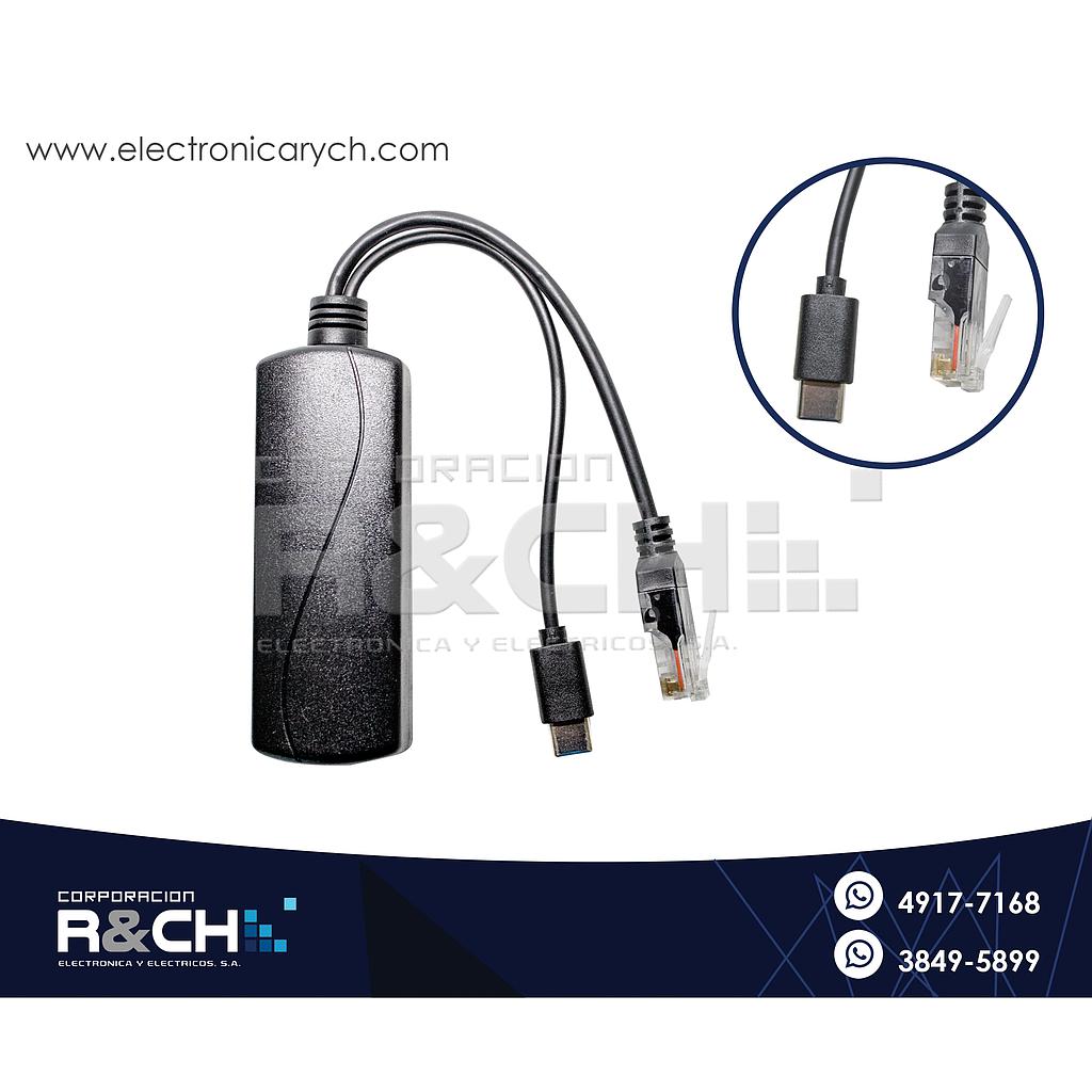 AD-961 Adaptador Spliter PoE  Ethernet 48V a 5V 2.4A Tipo-C USB