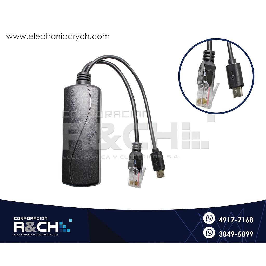 AD-960 Adaptador Spliter PoE Ethernet 48V a 5V 2.4A Tipo-Micro USB