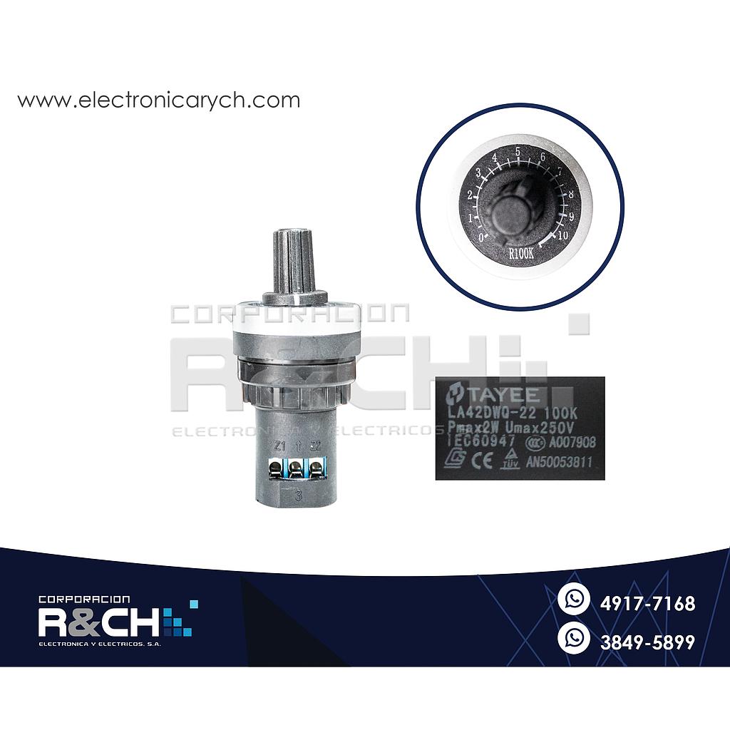 PT-100KLA Potenciometro 100K ohm LA42DWQ 22mm
