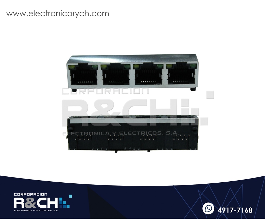CN-RJ45ML5 Conector RJ45 Metal Para PCB 1x4 Con Luz