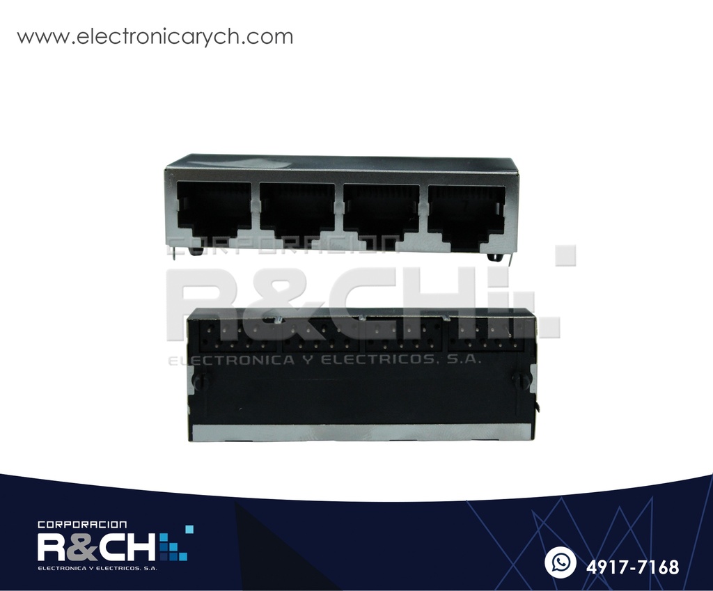 CN-RJ45M5 Conector RJ45 Metal Para PCB 1x4