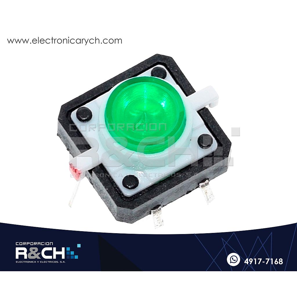 SW-712G Switch Pulsador Para Teclado Verde con Led 12x12x7.3mm 4 Pin