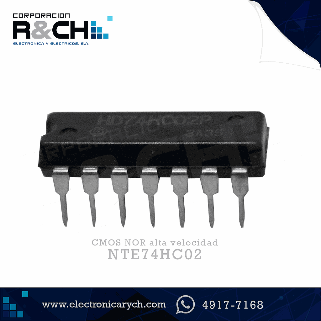 NTE74HC02 CMOS NOR alta velocidad