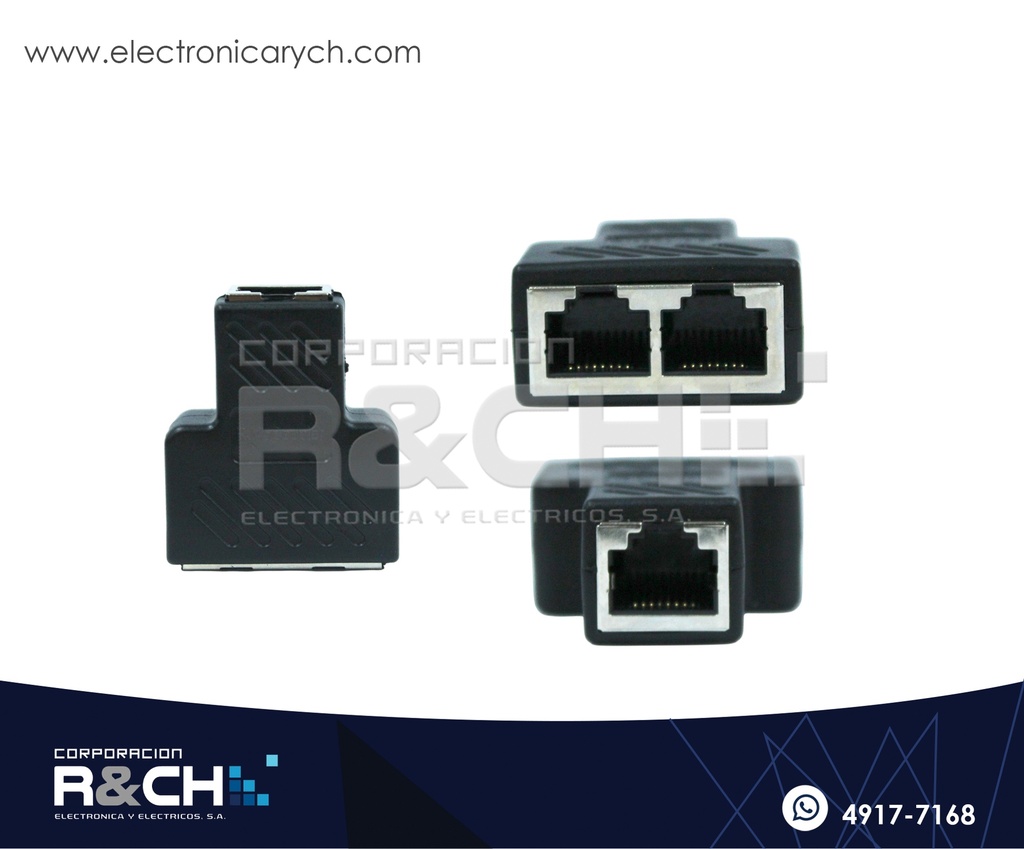 AD-RJ45H Adaptador RJ45 Uno a Dos Alta Calidad metal-plastico