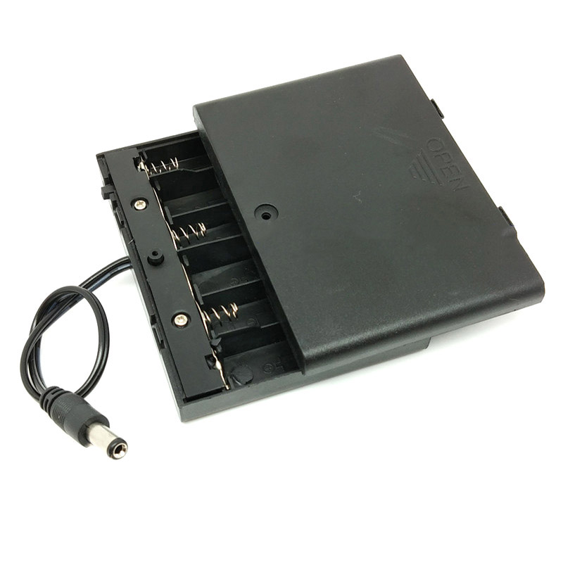 PR-B6XAACSD Porta Bateria 6xAA con Cobertor, switch y Plug Dc