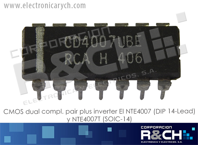 NTE4007B CMOS dual compl. pair plus inverter