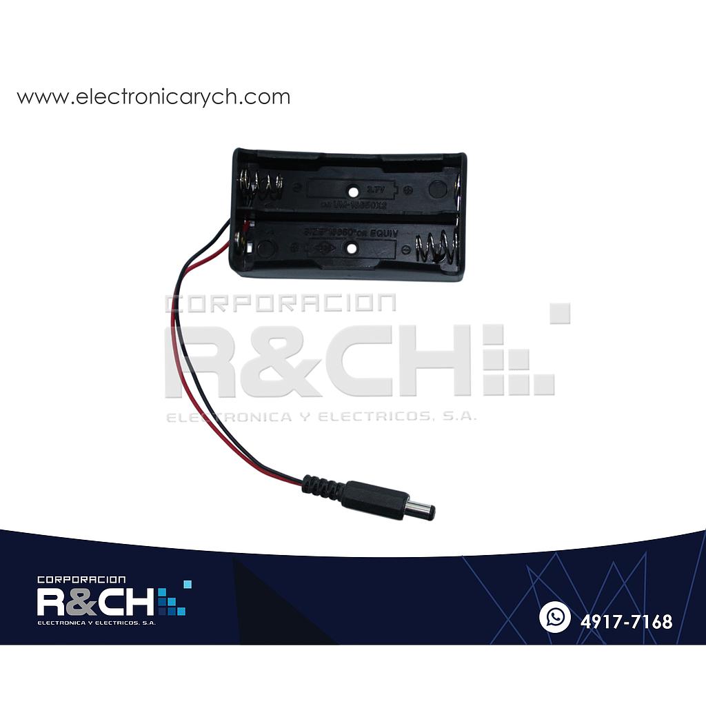 PR-186502DC Porta Bateria 2x18650 con Conector DC