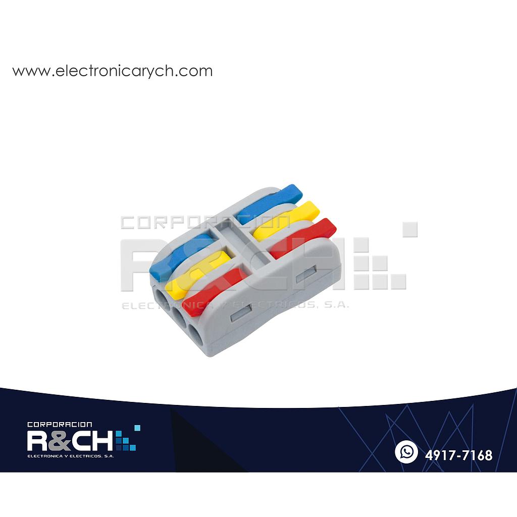 SPL-3D Conector 3 a 3 Dos colores Tipo Wago con Clip de Seguridad