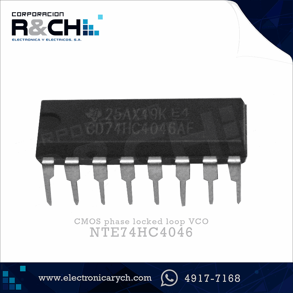 NTE74HC4046 CMOS phase locked loop VCO