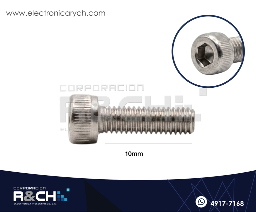 TOR-H310 Tornillo M3x10mm Cabeza Hexagonal interior