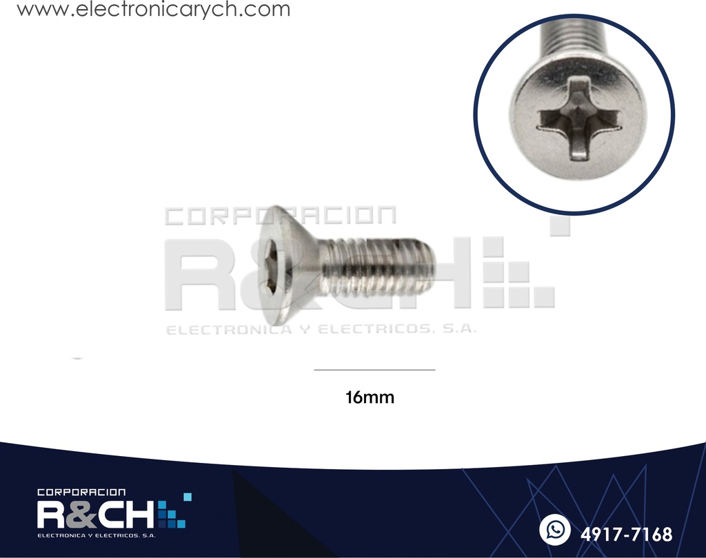 TOR-P416 Tornillo M4x16mm Cabeza Plana