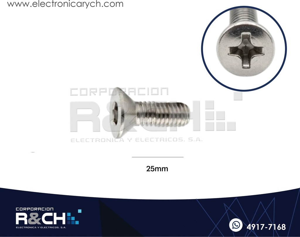 TOR-P325 Tornillo M3x25mm Cabeza Plana