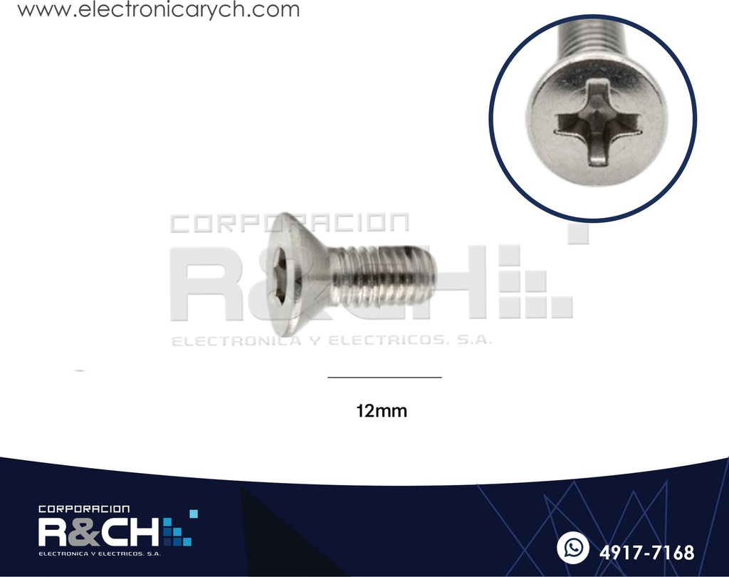 TOR-P312 Tornillo M3x12mm Cabeza Plana