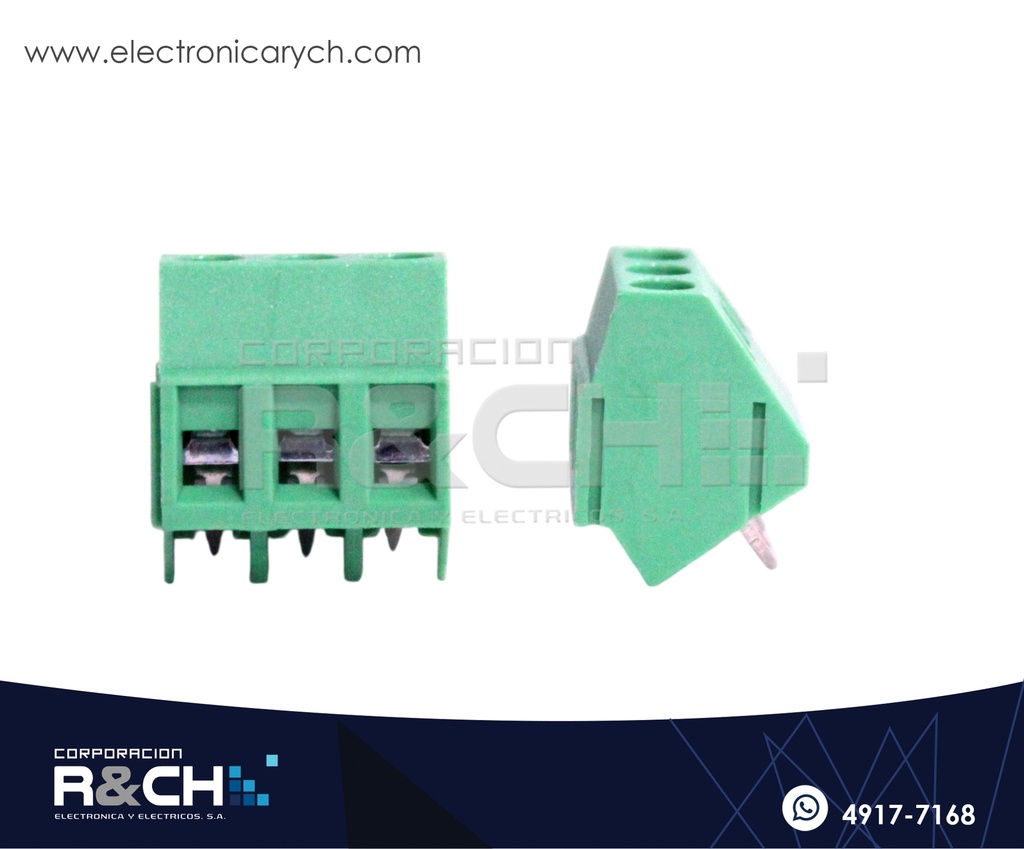 TN-3T35 Terminal Block 3 Tornillos 35º 10A 24-12AWG Verde