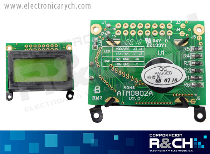 LCD-8X2V LCD 8 caracteres, 2 filas, verde
