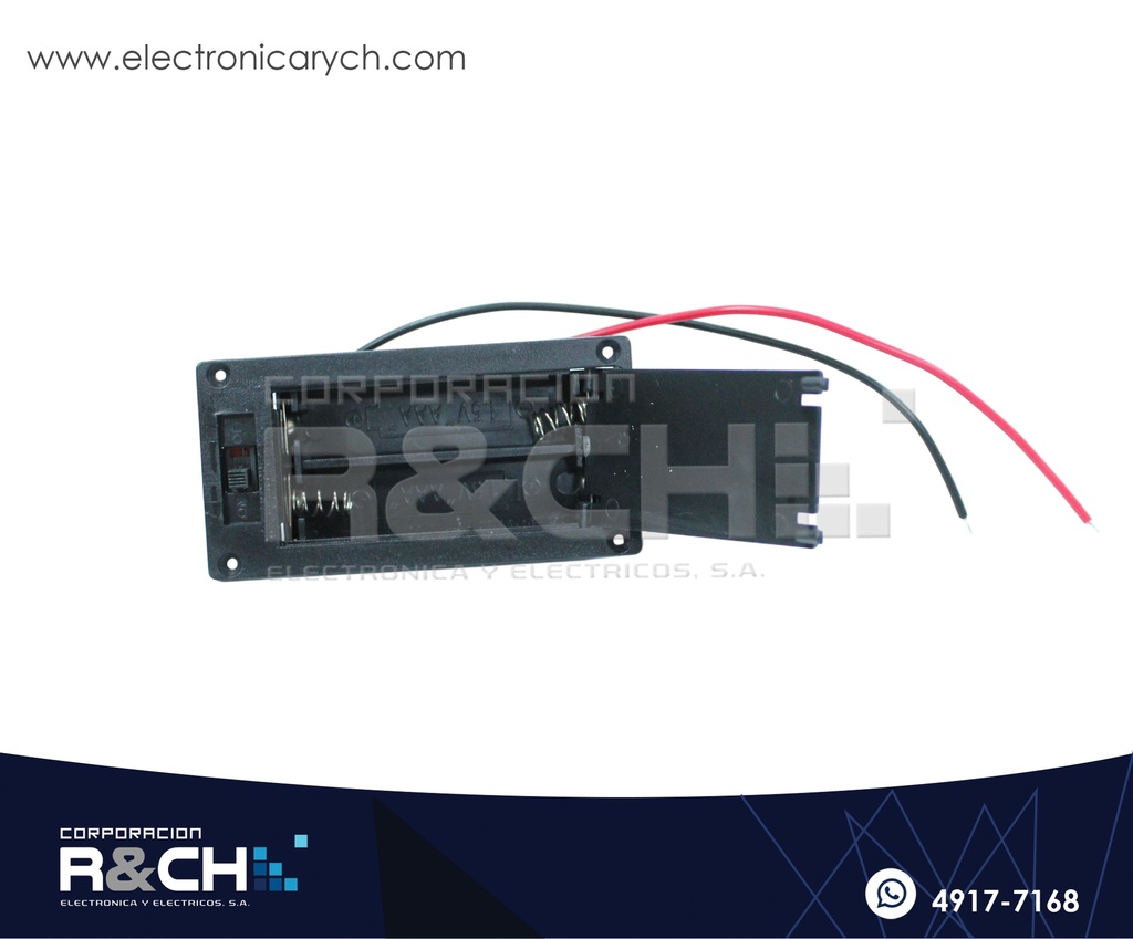 PR-B2XAAAR Porta Bateria 2XAAA con Tapadera y Switch