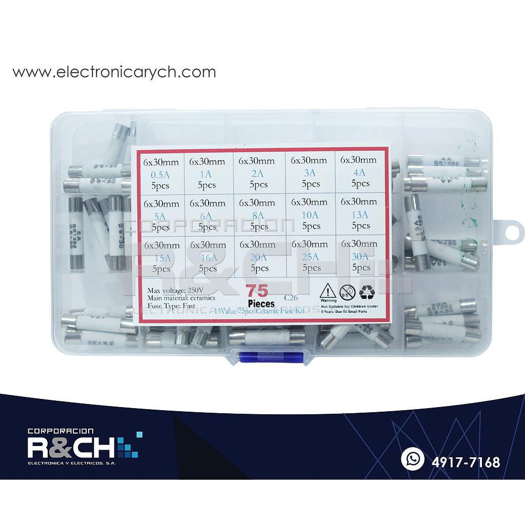 SX-630C Set de Fusibles Americano Ceramico 6x30mm