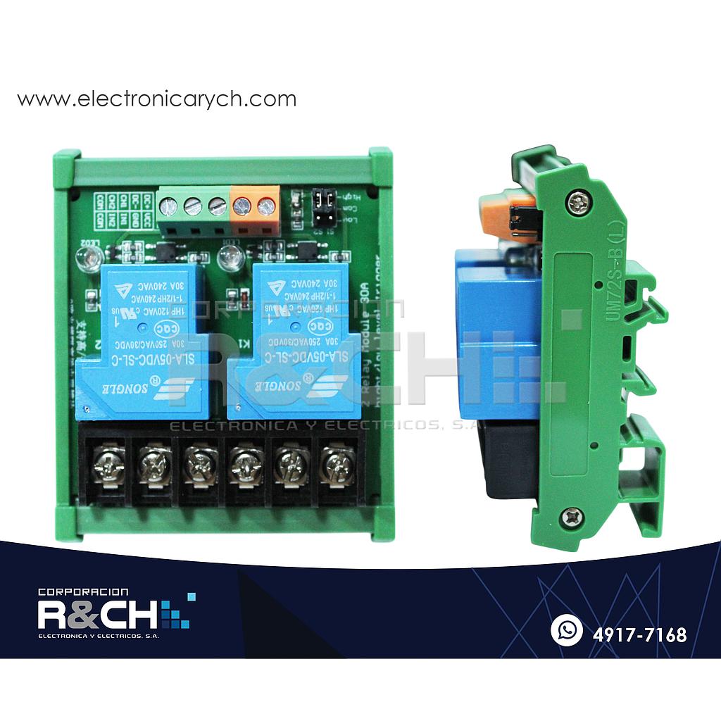 RL-2C-5/30D Modulo Relay 2 Canales 30A 5V para Riel DIN