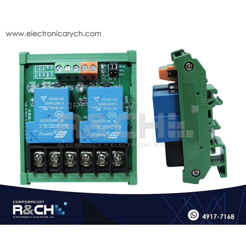 RL-2C-24/30D Modulo Relay 2 Canales 30A 24V para Riel DIN