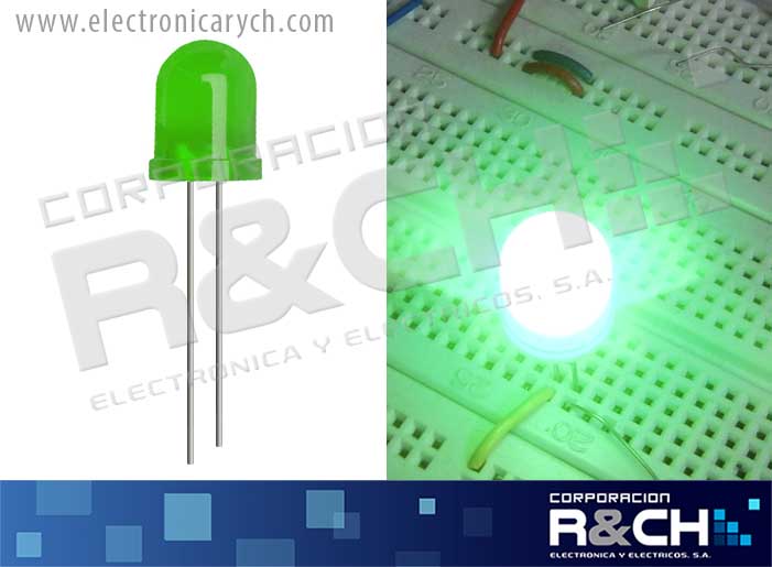 LD-10V LED 10mm verde jumbo