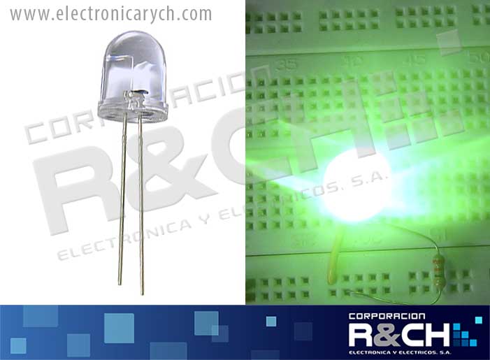 LD-10VT LED 10mm verde jumbo brillante 40K MCD