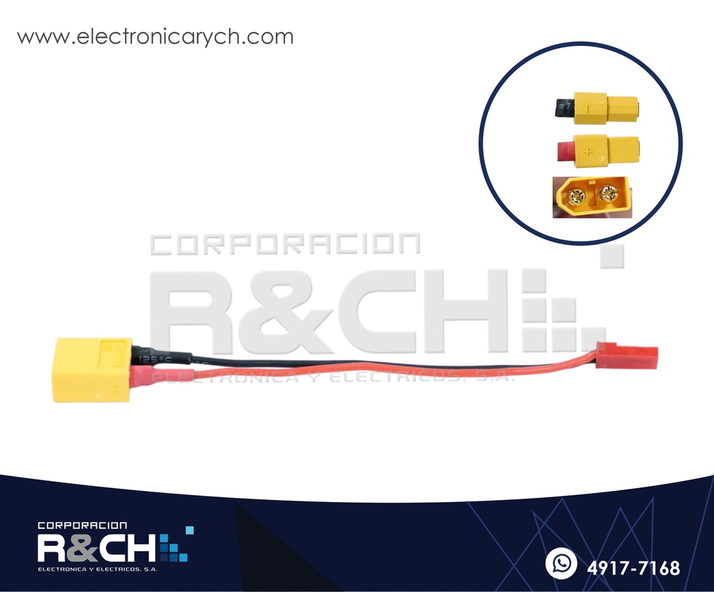 CN-JSXT60M Conector Macho XT60-JST Para Alimentacion Baterias