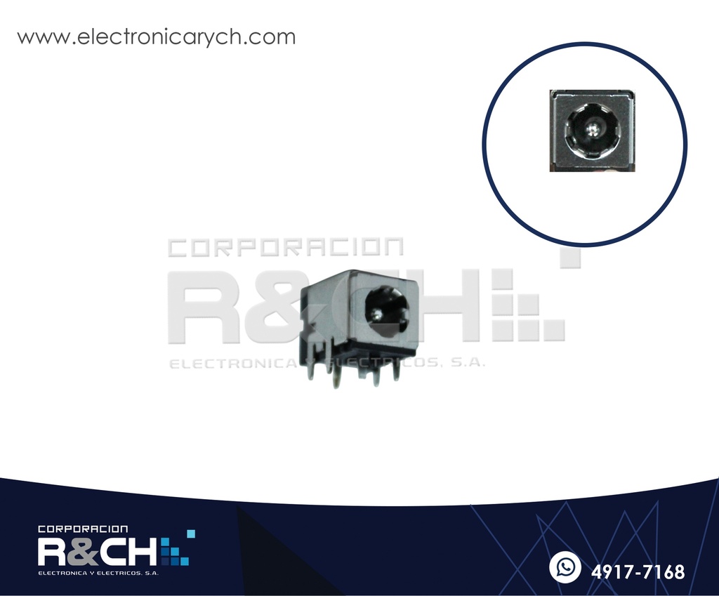 JC-232M Jack DC Delgado 2.1x5.5mm Carcasa Metal para PCB