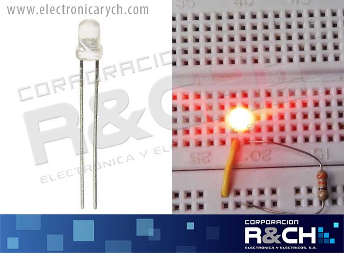 LD-3RD LED 3mm rojo difuso empaquetado blanco