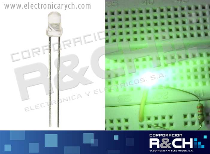 LD-3VD LED 3mm verde difuso empaquetado blanco