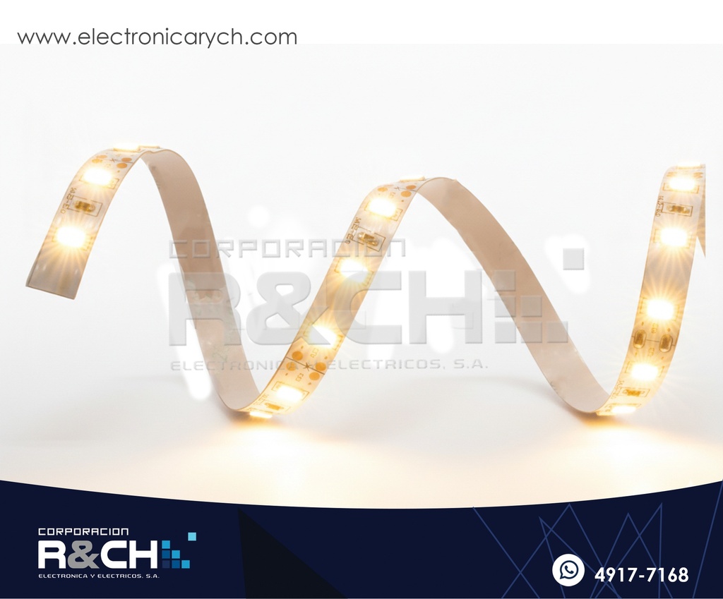 LD-5050BC65 Tira LED Flexible con Adhesivo Blanco Calido Para IP65 12V 1 metro
