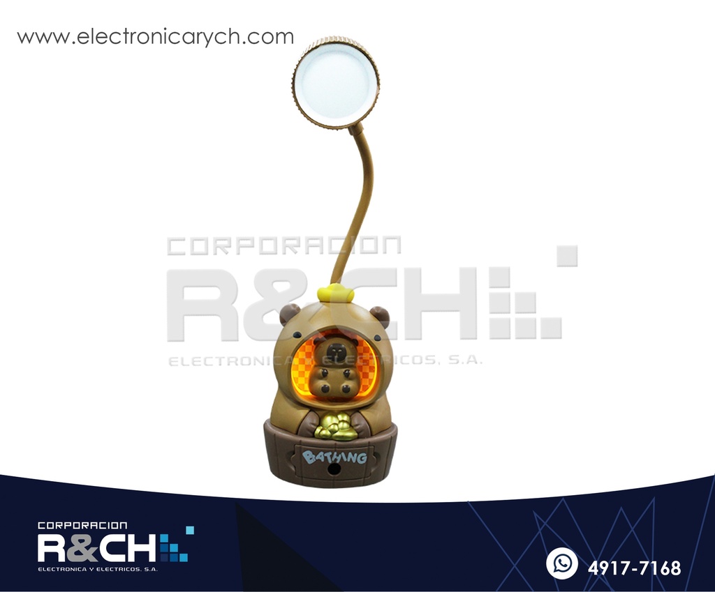 Lámpara Infantil Recargable Tipo Capibara con 3 Niveles de Luz