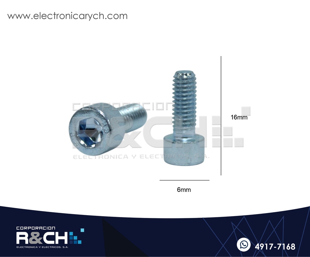 TOR-H616G Tornillo M6x16mm Cabeza Hexagonal Galvanizado
