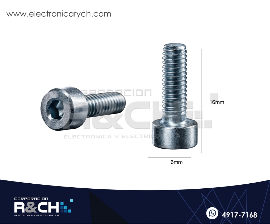 TOR-H616G Tornillo M6x16mm Cabeza Hexagonal Galvanizado