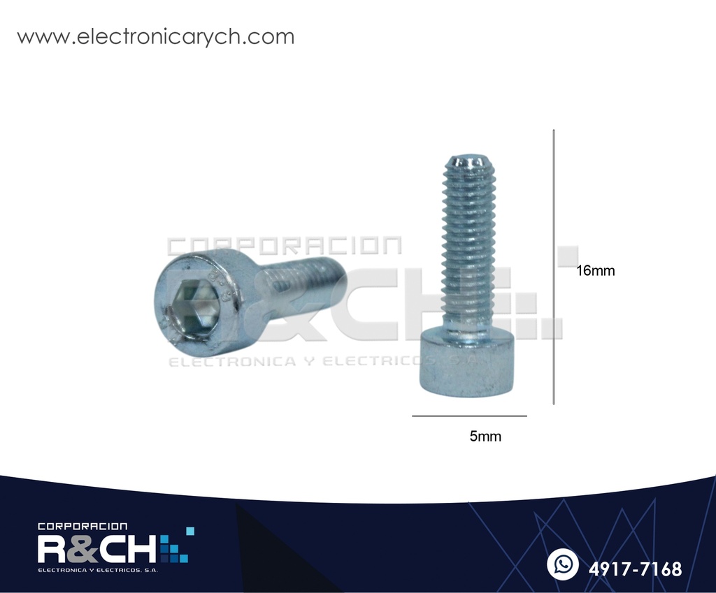 TOR-H516G Tornillo M5x16mm Cabeza Hexagonal Galvanizado