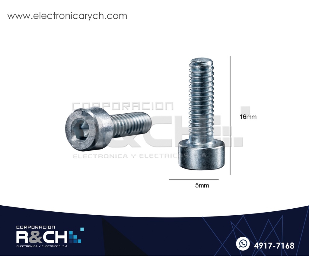 TOR-H516G Tornillo M5x16mm Cabeza Hexagonal Galvanizado