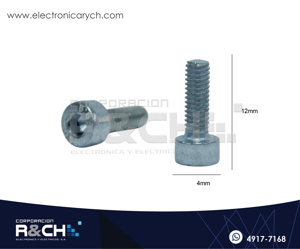 TOR-H412G Tornillo M4x12mm Cabeza Hexagonal Galvanizado