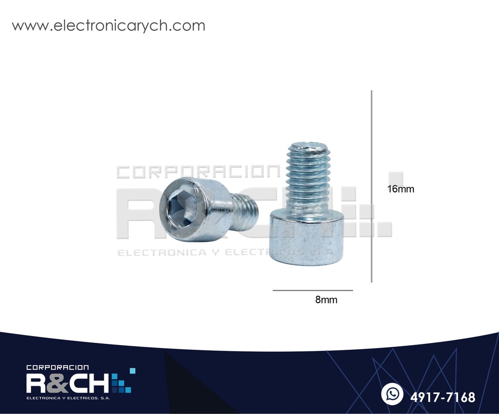 TOR-H816G Tornillo M8x16mm Cabeza Hexagonal Galvanizado