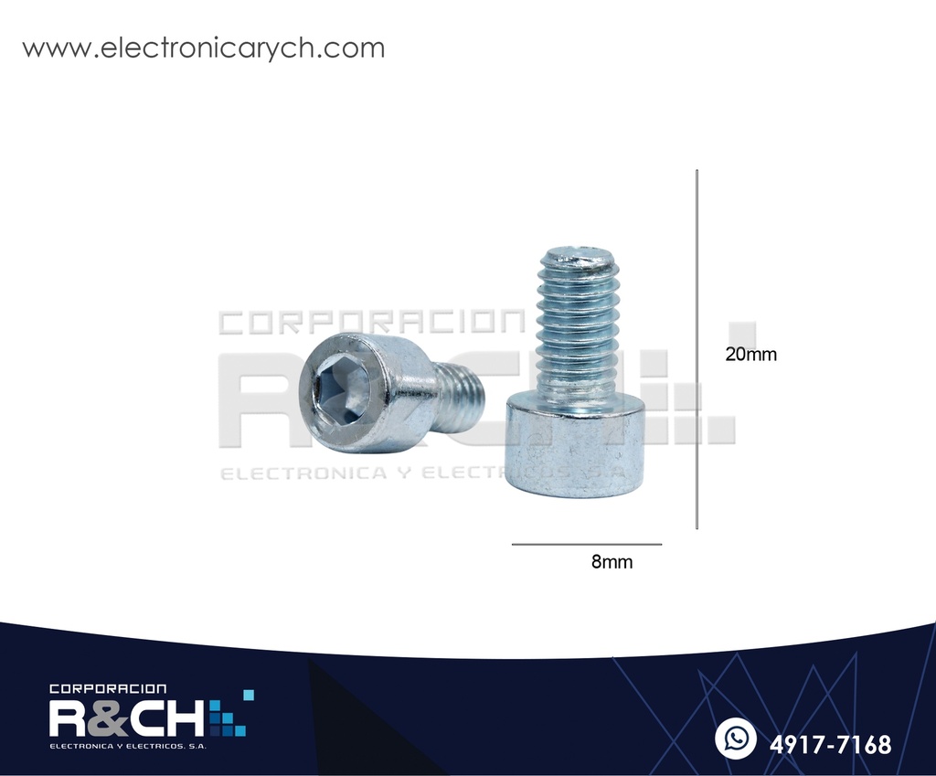 TOR-H820G Tornillo M8x20mm Cabeza Hexagonal Galvanizado