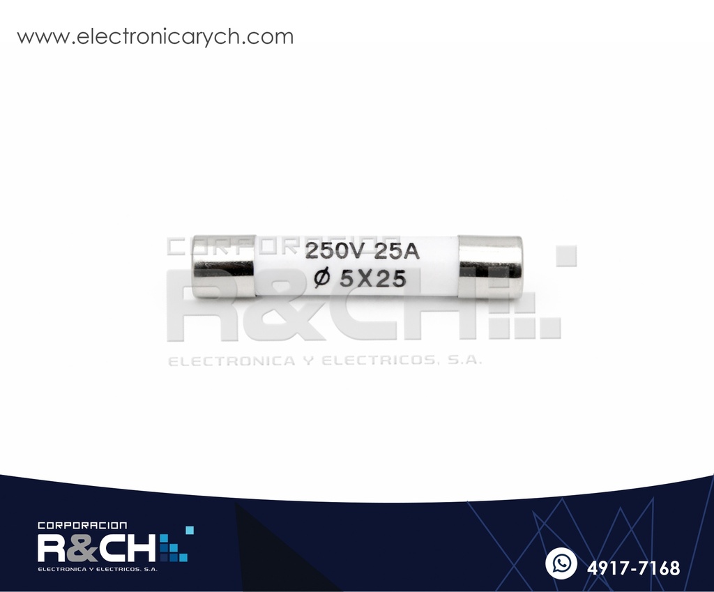 FEU-25A Fusible Europeo 25A Cerámico UL 5x25mm