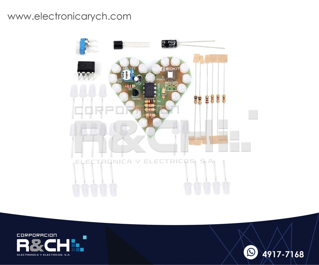 SX-5028C Kit Para Soldar Luz intermintente tipo Corazon DIY