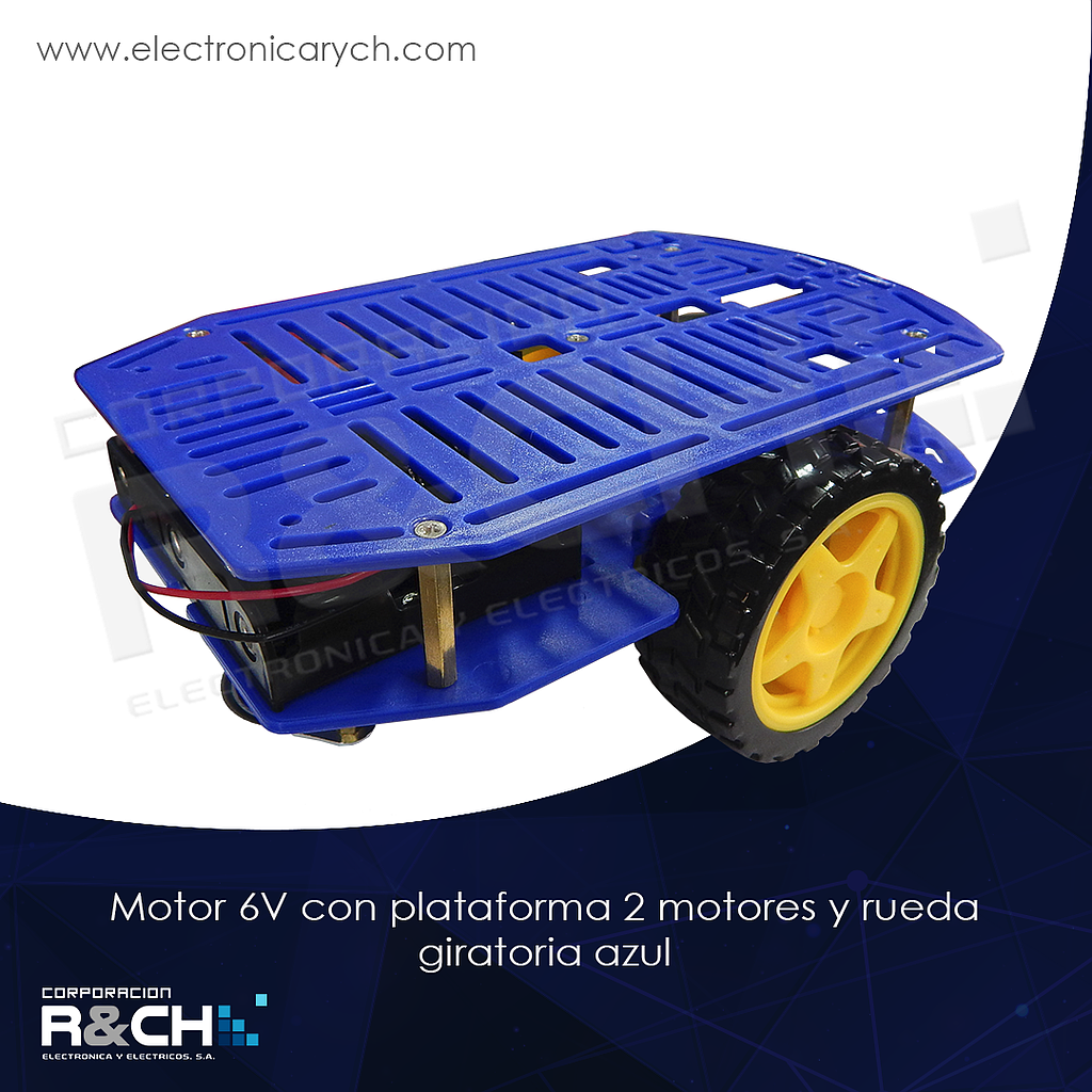 MT-18B motor 6V con plataforma 2 motores y rueda giratoria azul