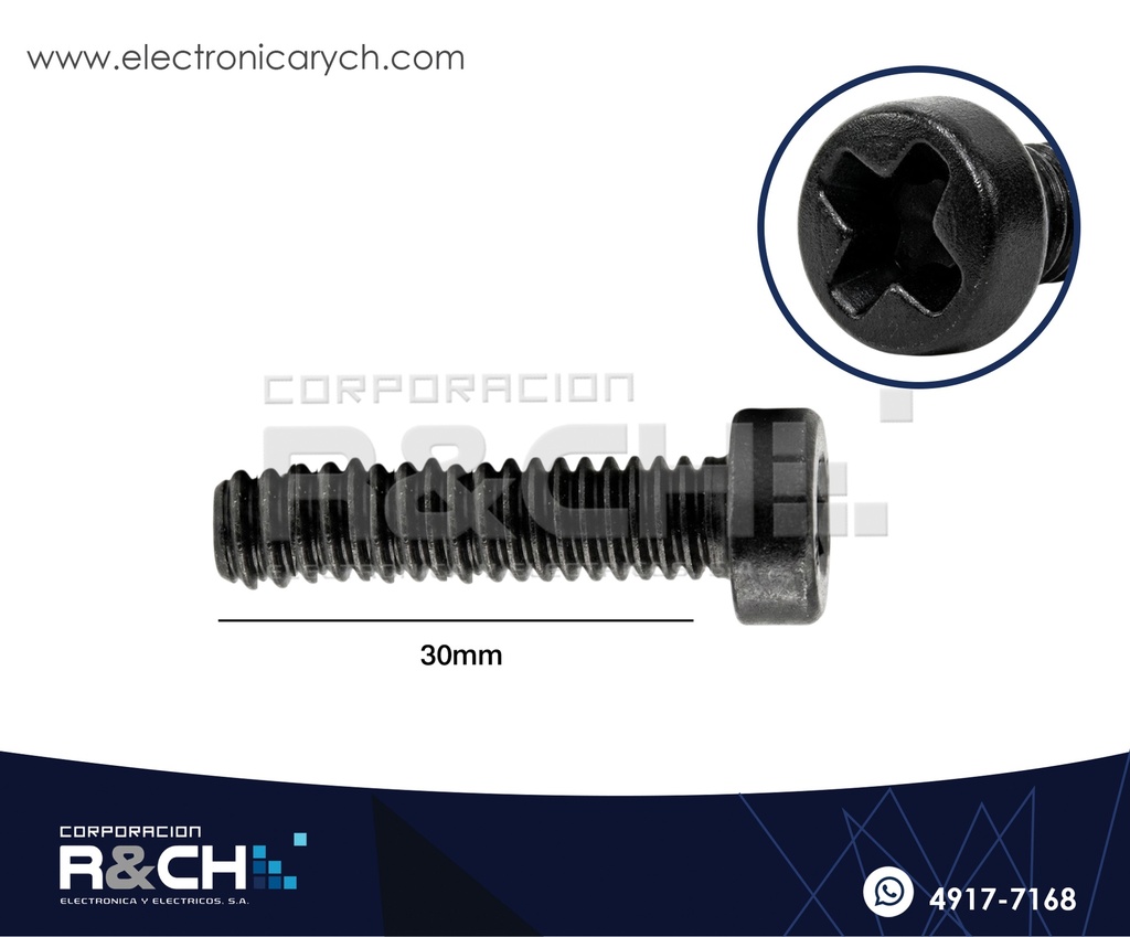 TOR-N330 Tornillo M3x30mm Plastico Negro