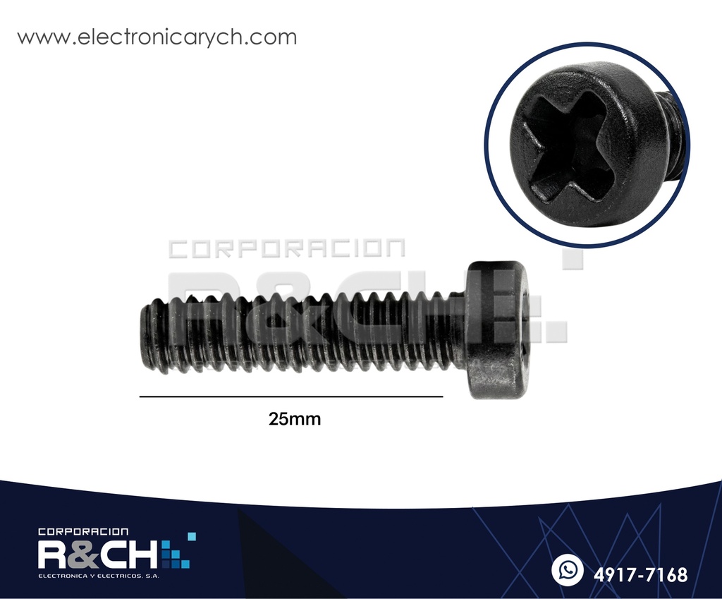 TOR-N325 Tornillo M3x25mm Plastico Negro
