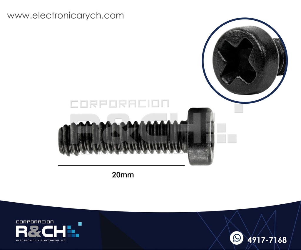 TOR-N320 Tornillo M3x20mm Plastico Negro