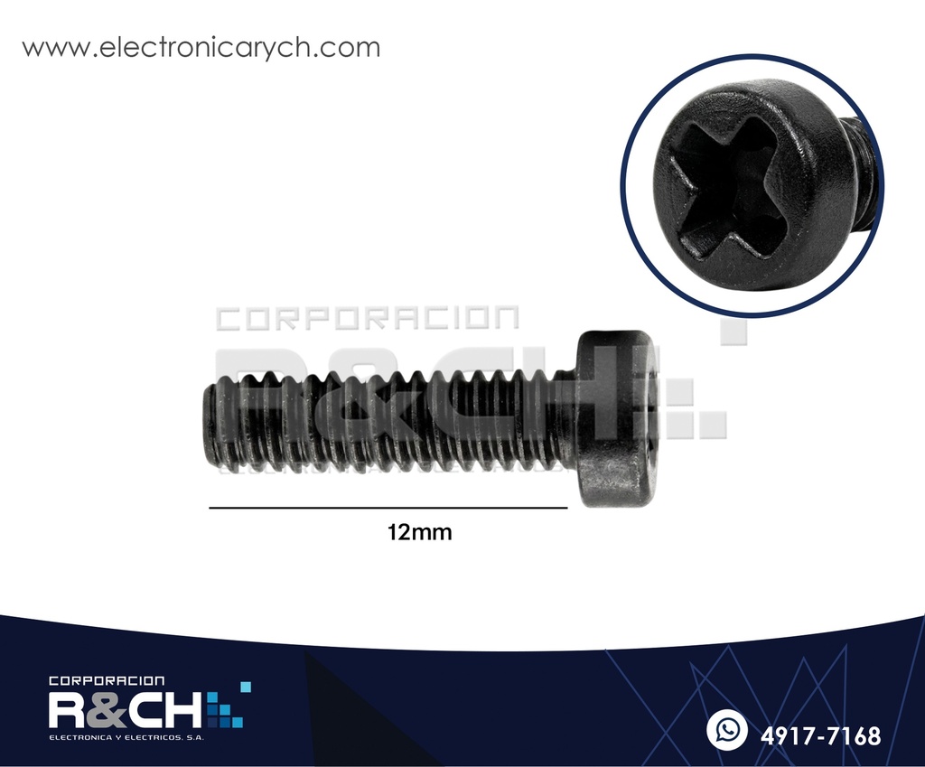 TOR-N312 Tornillo M3x12mm Plastico Negro