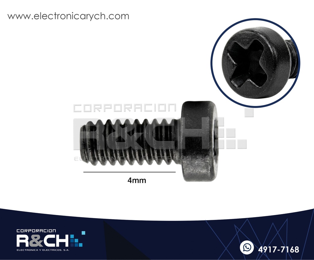 TOR-N34 Tornillo M3x4mm Plastico Negro
